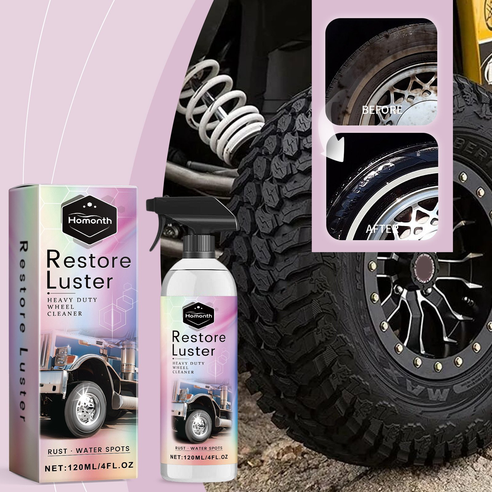Homonth Car Tire Cleaner Restoring Wheel Cleaner Custom Non-toxic Tire Cleaner Spray