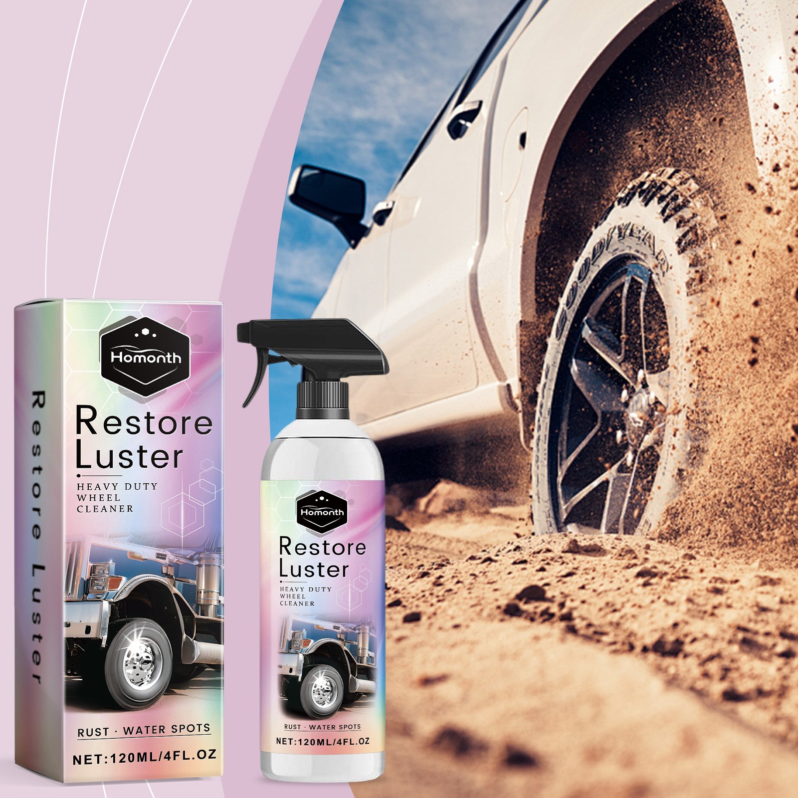 Homonth Car Tire Cleaner Restoring Wheel Cleaner Custom Non-toxic Tire Cleaner Spray