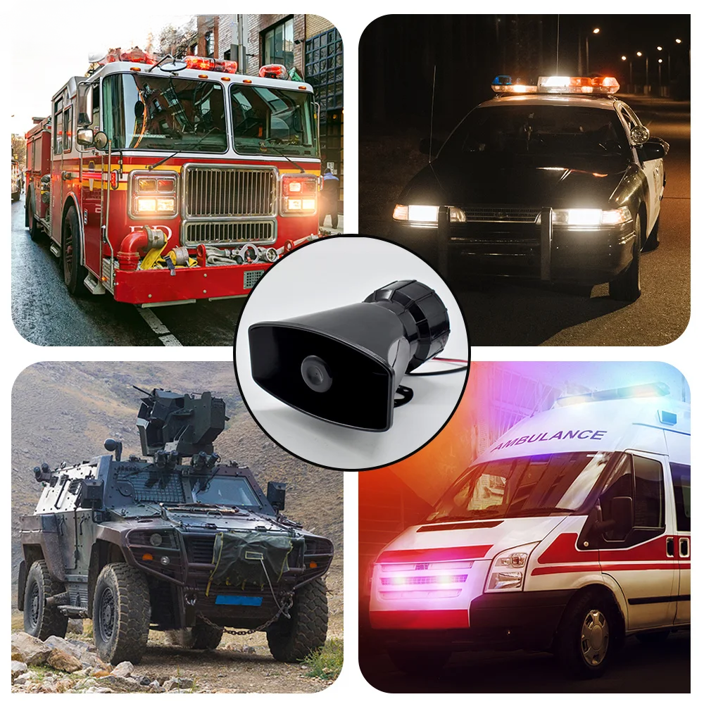 7 Sound Loud 100W DC 12V Car Alarm Horn with MIC Plastic Motorcycle Siren for Vehicle SUV Warning