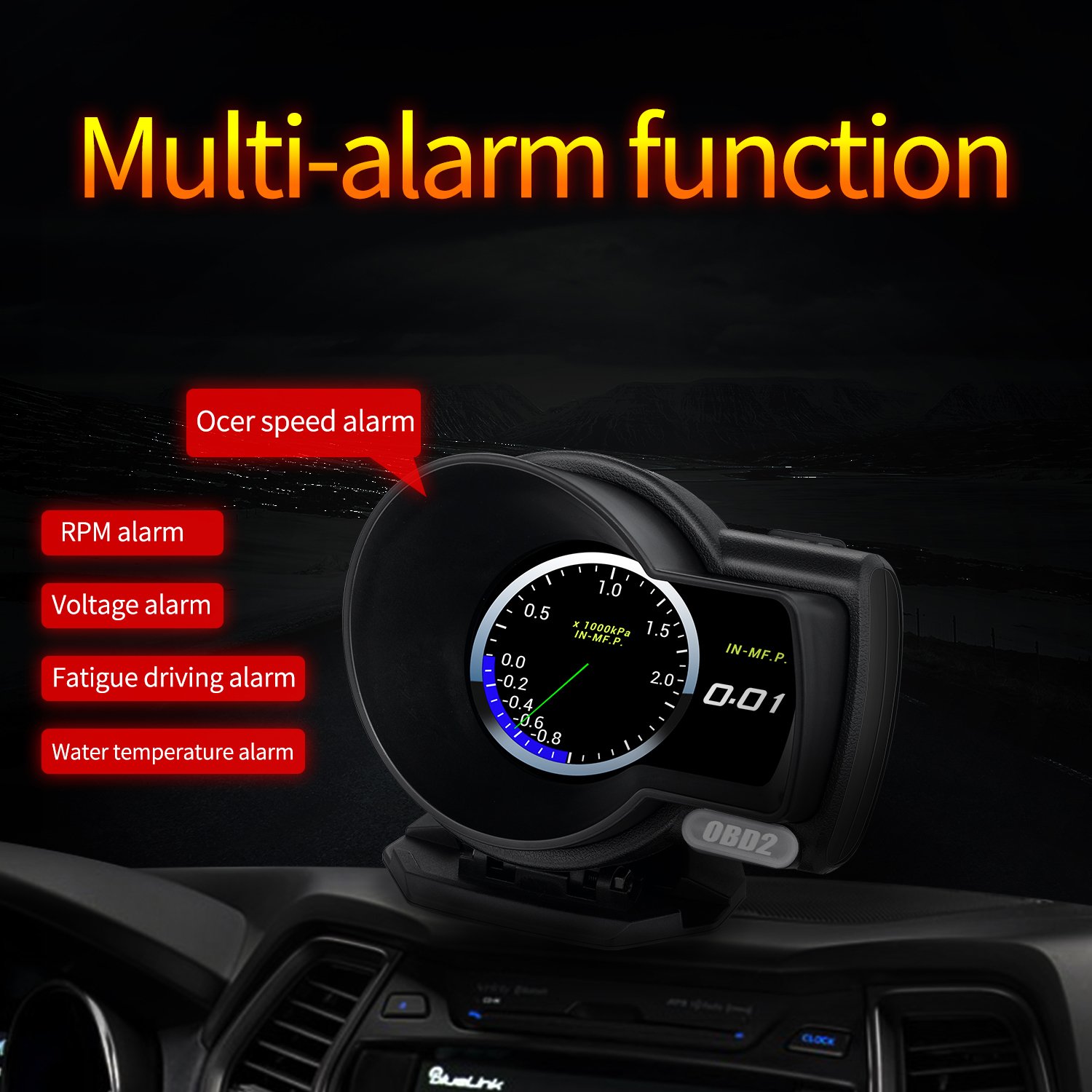 WiiYii Hot Sale F8 OBD2 HUD Diagnostic Tools Smart Gauge Head up Display Read and Display Data for Cars Safety Driving