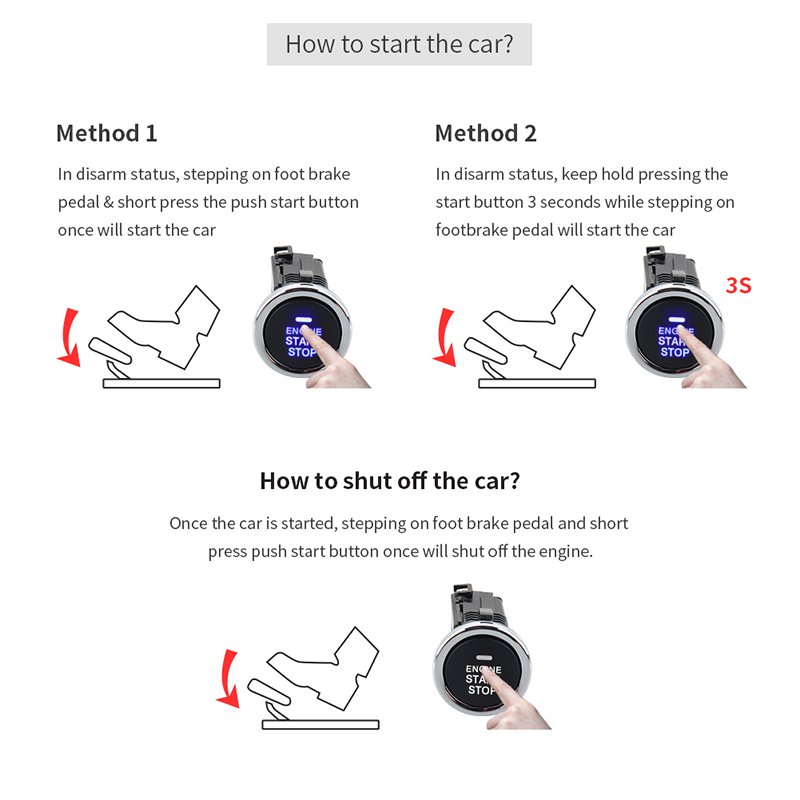 EASYGUARD Hot Sale Black Universal Es002-p5 Push Button Start Stop Remote Engine Start Optional Engine Switch Engine Start