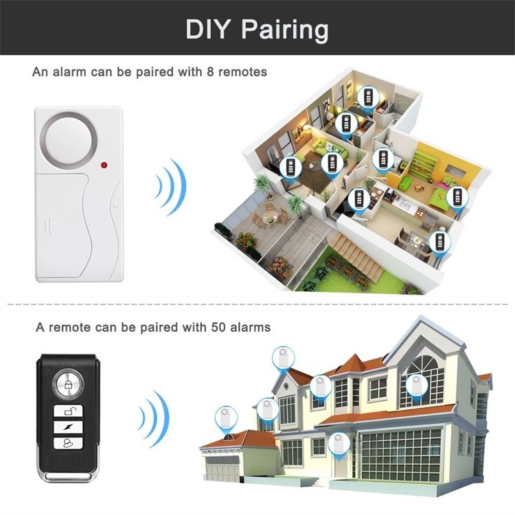 105dB Wireless Anti-Theft Magnetic Window Door Alarm With Remote Control Home Security Portable Magnet Door Alarm Door Sensor
