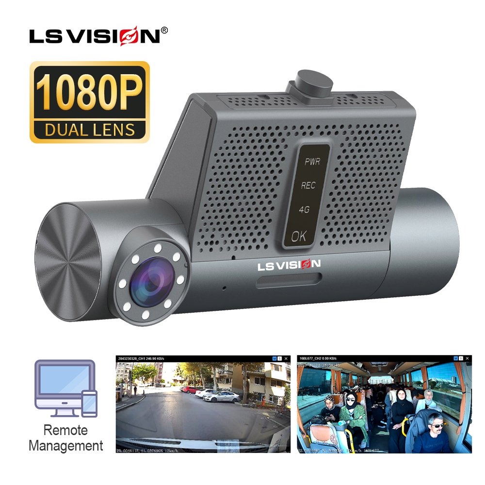 LS VISION 2CH Dual Lens HD Dashcam WiFi GPS Vehicle System for Family Cars and Taxis Safety Monitoring CCTV Dash Camera