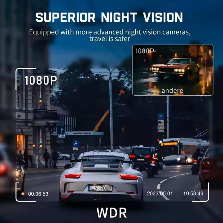 LS VISION 2CH Dual Lens HD Dashcam WiFi GPS Vehicle System for Family Cars and Taxis Safety Monitoring CCTV Dash Camera