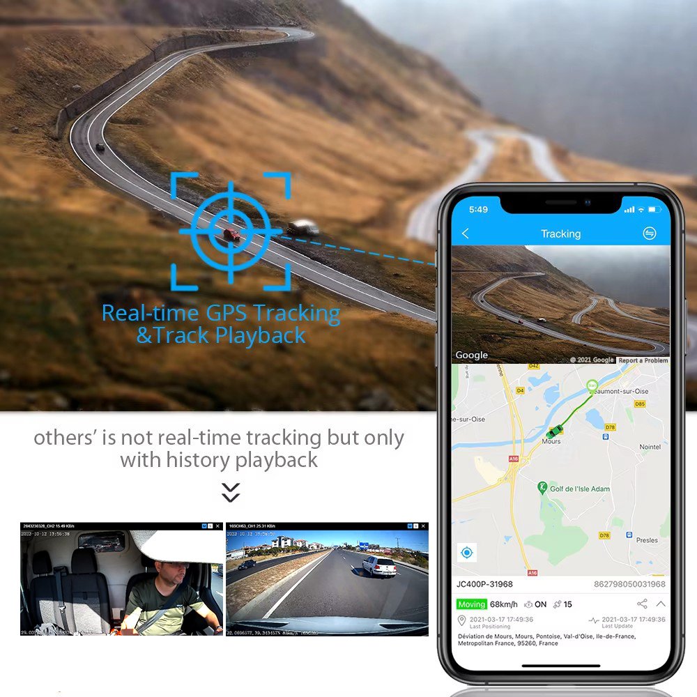 LS VISION 2CH Dual Lens HD Dashcam WiFi GPS Vehicle System for Family Cars and Taxis Safety Monitoring CCTV Dash Camera