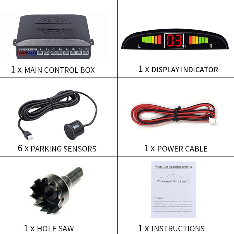 Customized Universal Car LED Parking Sensor Kit 6 Sensors Reverse Radar Sound Alert Indicator Distance Alarm Parktronic Kit