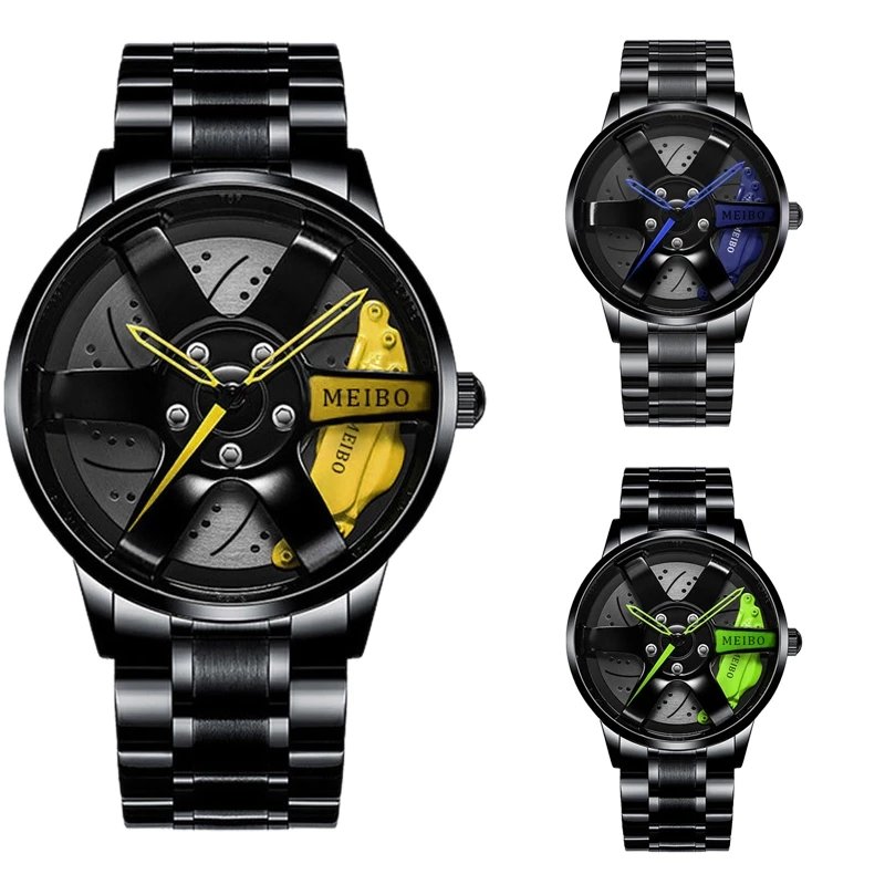 Stylish Hot Sale Big Wheel Watch 3ATM Water Resistant Fashion Design Non-rotating Analog Sport Quartz Watches Super Wristwatch