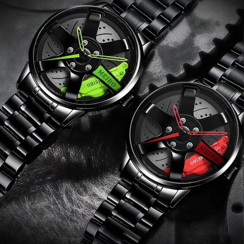 Stylish Hot Sale Big Wheel Watch 3ATM Water Resistant Fashion Design Non-rotating Analog Sport Quartz Watches Super Wristwatch