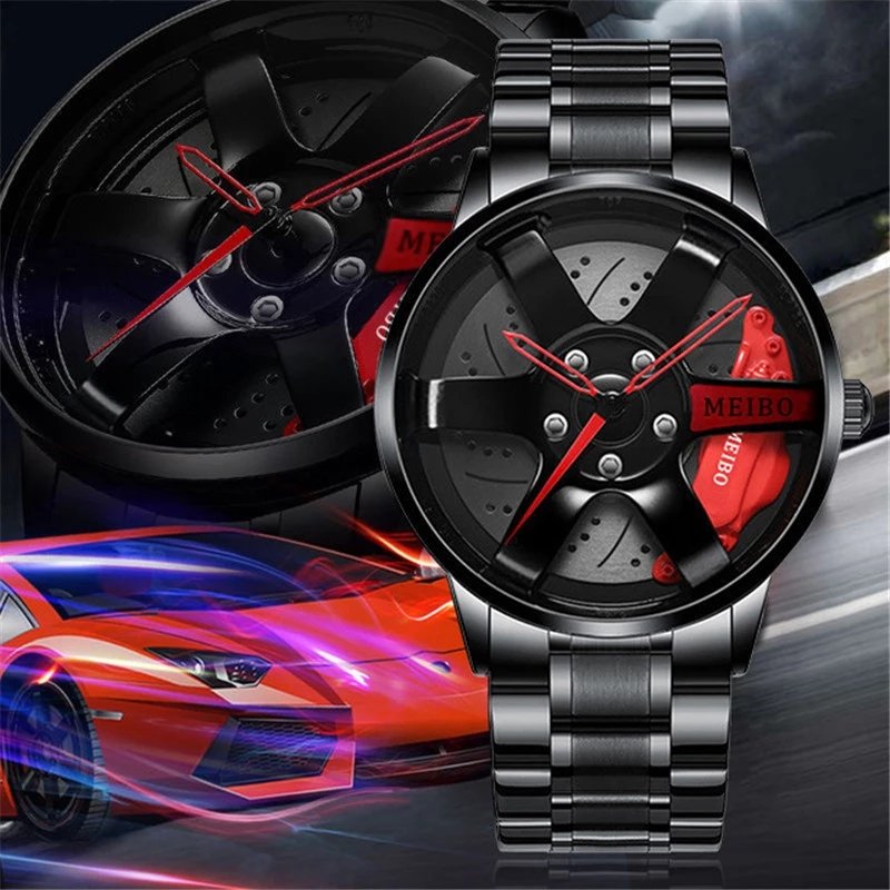 Stylish Hot Sale Big Wheel Watch 3ATM Water Resistant Fashion Design Non-rotating Analog Sport Quartz Watches Super Wristwatch