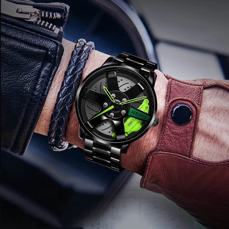Stylish Hot Sale Big Wheel Watch 3ATM Water Resistant Fashion Design Non-rotating Analog Sport Quartz Watches Super Wristwatch