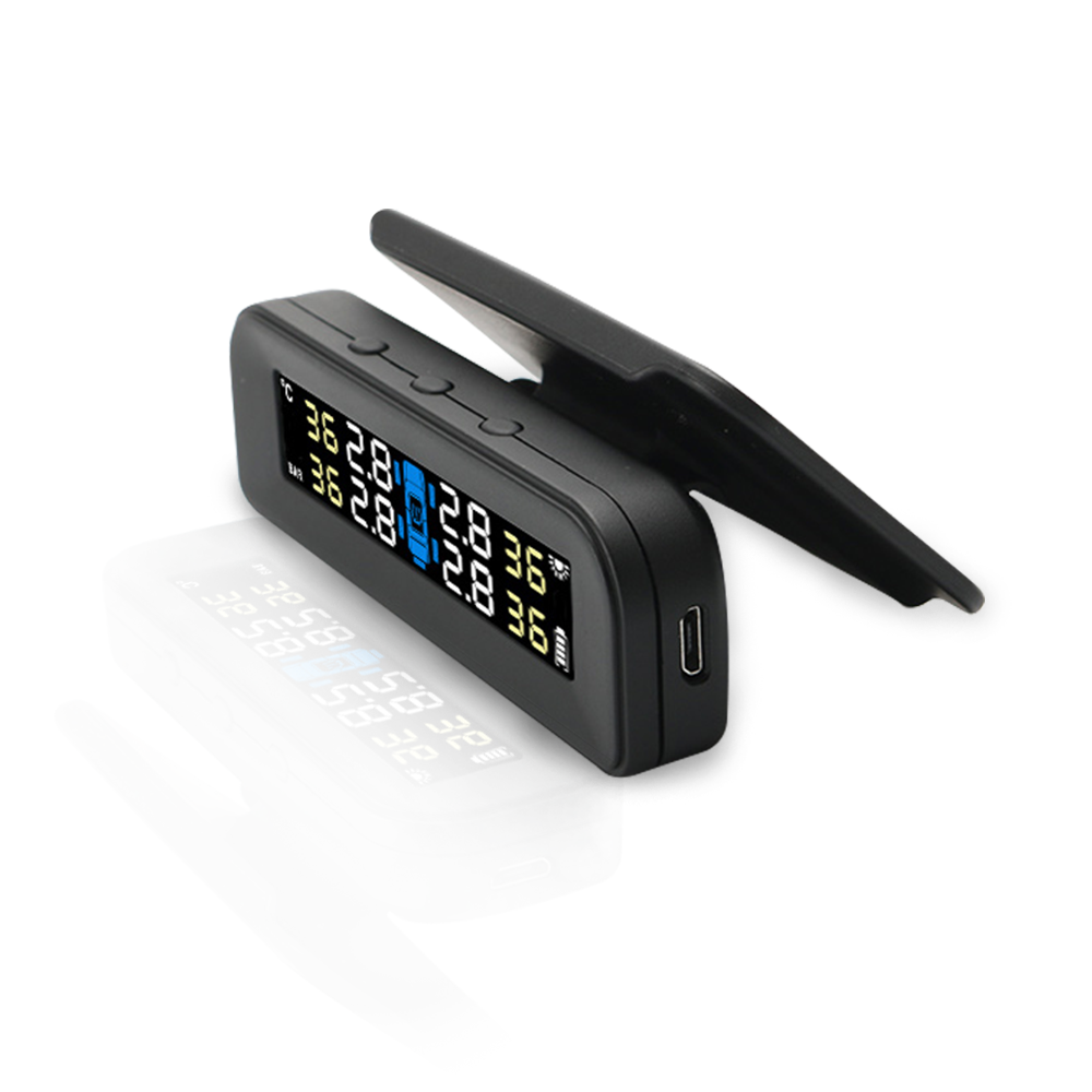 Car TPMS Tire Pressure Monitoring System Solar Charging HD Digital LCD Display Auto Alarms Wireless External Sensors TPMS