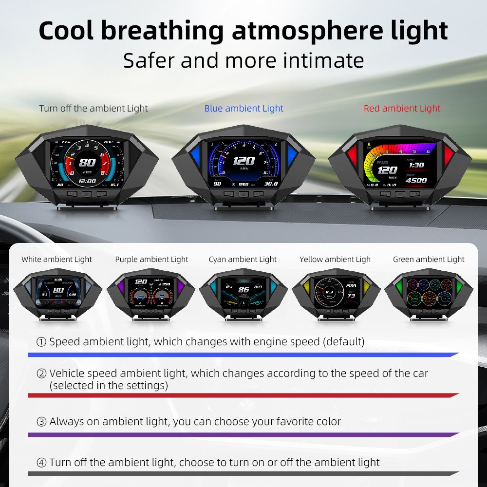 2025 Top Selling P1 Auto Speed Meter LCD HUD Head Display OBD2 GPS Monitor Digital Car Computer ECU Diagnosis Clock Function