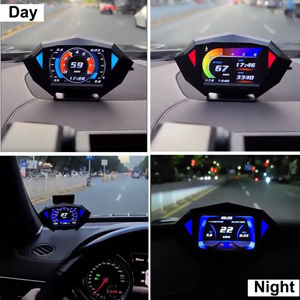 2025 Top Selling P1 Auto Speed Meter LCD HUD Head Display OBD2 GPS Monitor Digital Car Computer ECU Diagnosis Clock Function