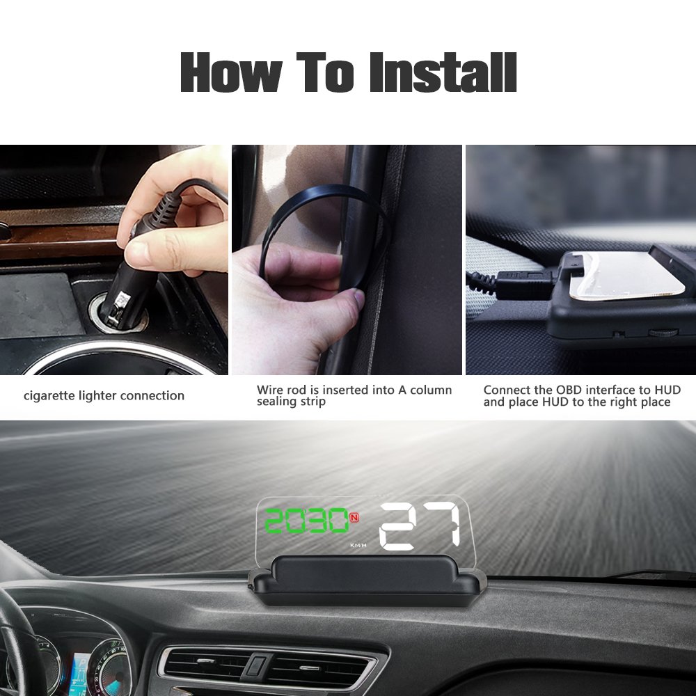 2025 New T900 Universal Auto Electronics HUD Speed Digital Meter LCD LED Display Auto Head-Up Speed Gauge Clock Function Cars