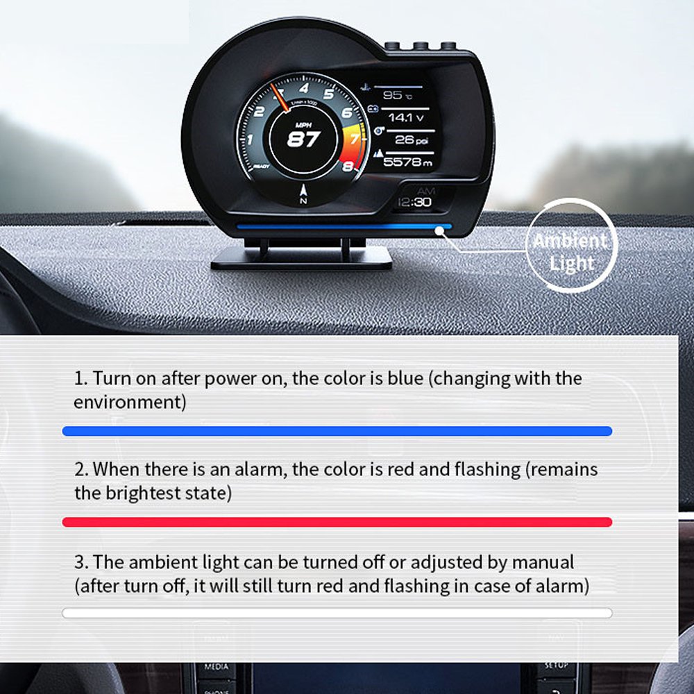 Vjoycar Hot Selling Car Hud Obd2 Gps Multi-function Dashboard V60 OBD Gauge LCD Meter Vehicle Head up Display