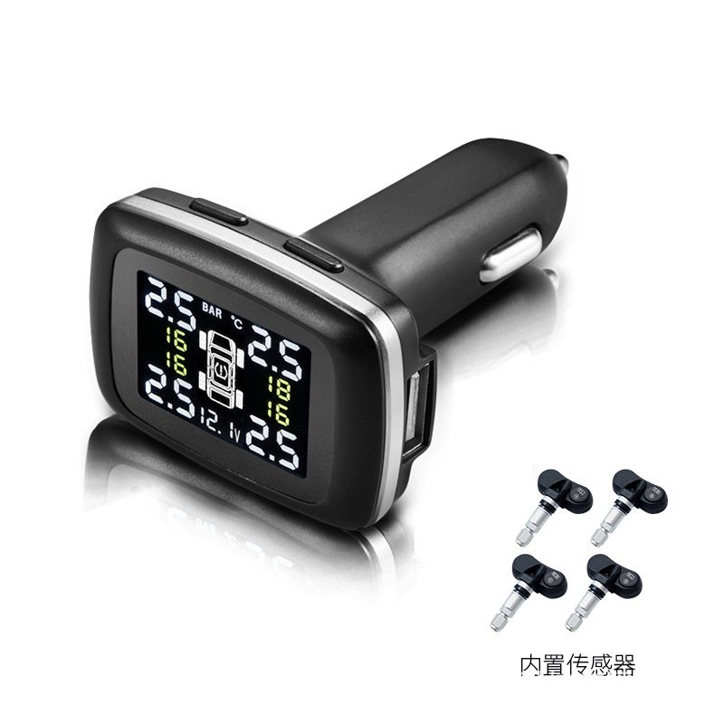 Tire Pressure Monitoring System TPMS Wireless Adjustable Display Angle with 4 Waterproof External Sensors Auto Alarm Real-time
