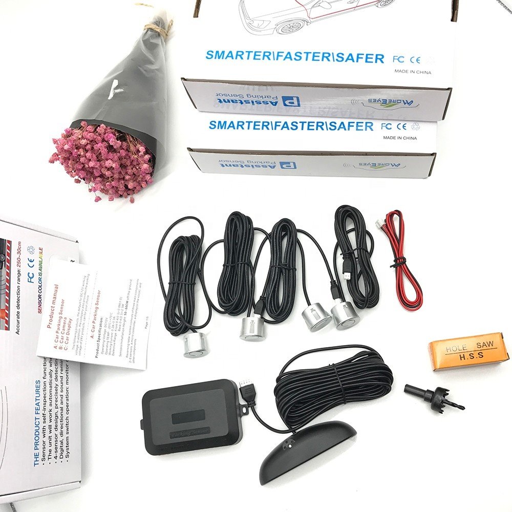 4 Car Auto Back up Sensors Reverse Radar System Alarm Kit Rear Parking Sensors with LED Display