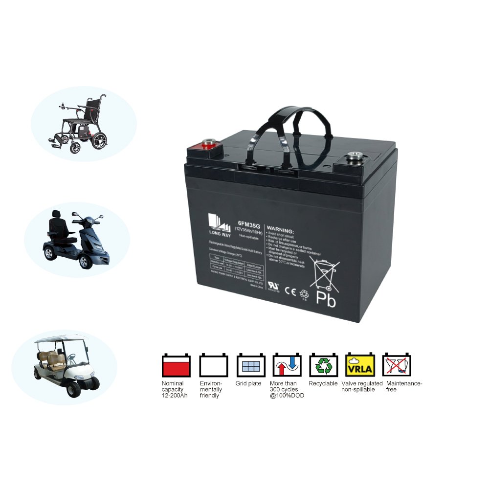 12V 35AH 6FM35 Electric Scooter Battery for Wheelchairs Deep Cycle 12 Volt Medical Equipment High Voltage 12V35AH