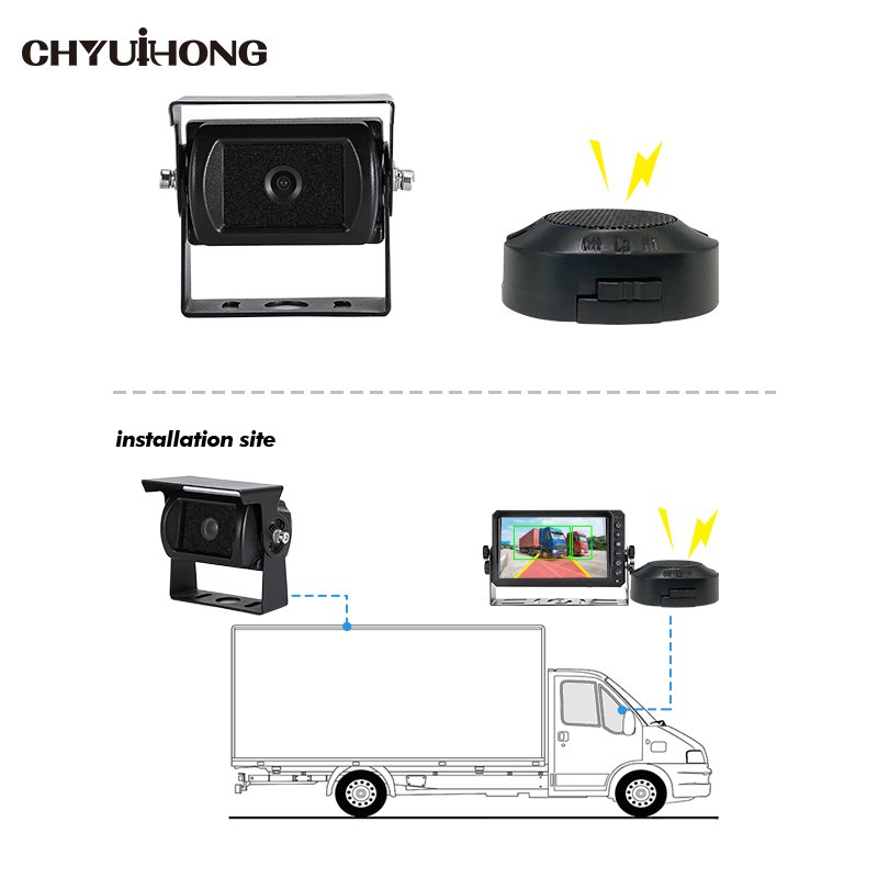 HD 1080p Smart AI Backup Camera Truck Bus BSD Pedestrian Vehicle Detection with Audible Alarm