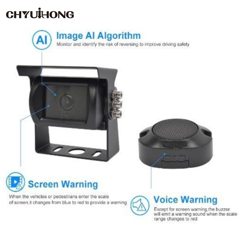 HD 1080p Smart AI Backup Camera Truck Bus BSD Pedestrian Vehicle Detection with Audible Alarm