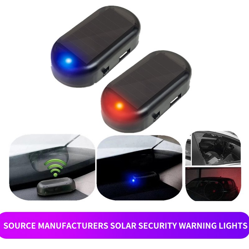 Car Fa-ke Security Light Solar Powered Simulated Dummy Alarm Wireless Warning Anti-Theft Caution Lamp LED Flashing Im-itation