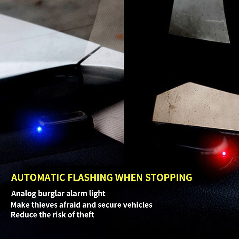 Car Fa-ke Security Light Solar Powered Simulated Dummy Alarm Wireless Warning Anti-Theft Caution Lamp LED Flashing Im-itation