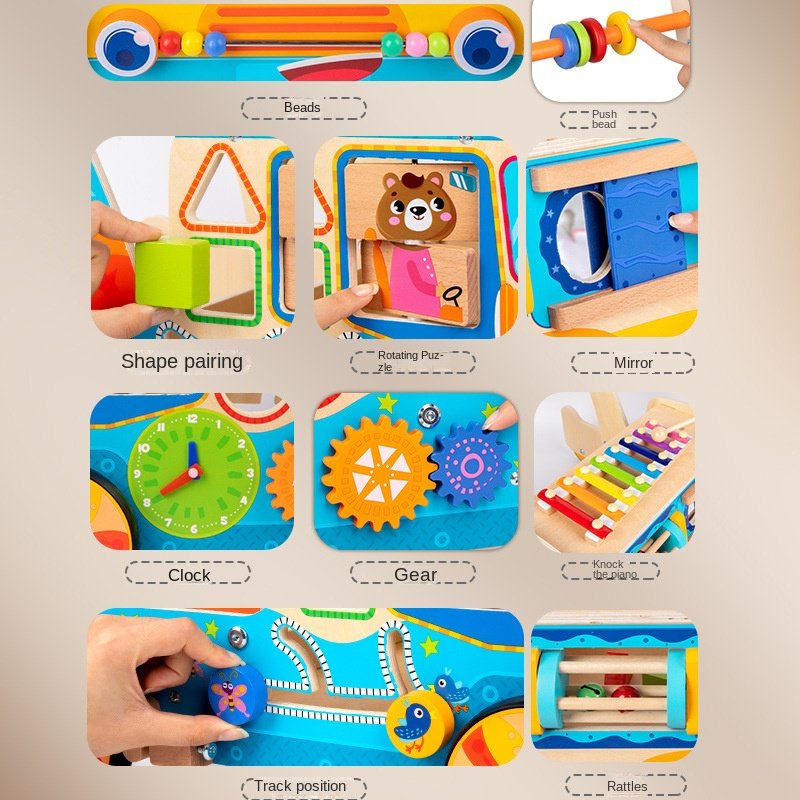 Early Education Building Blocks Walkers for Baby and Young Children Hand Push Walking Car with Alarm Clock Kapping Matching Toy