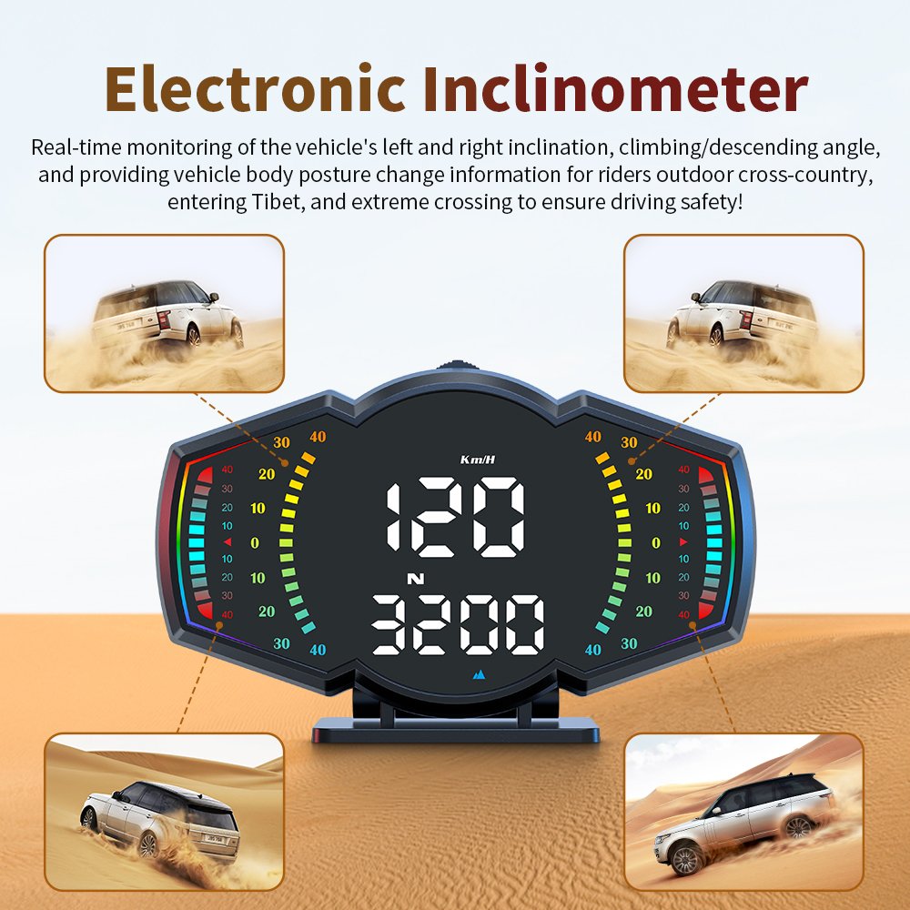 2025 New Car Hud G18 GPS Speedometer+Slope Meter GPS Smart Inclinometer Digital Display Tilt Roll Pitch Angle Inclinometer