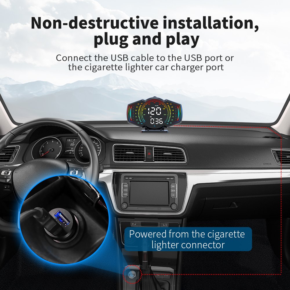 2025 New Car Hud G18 GPS Speedometer+Slope Meter GPS Smart Inclinometer Digital Display Tilt Roll Pitch Angle Inclinometer