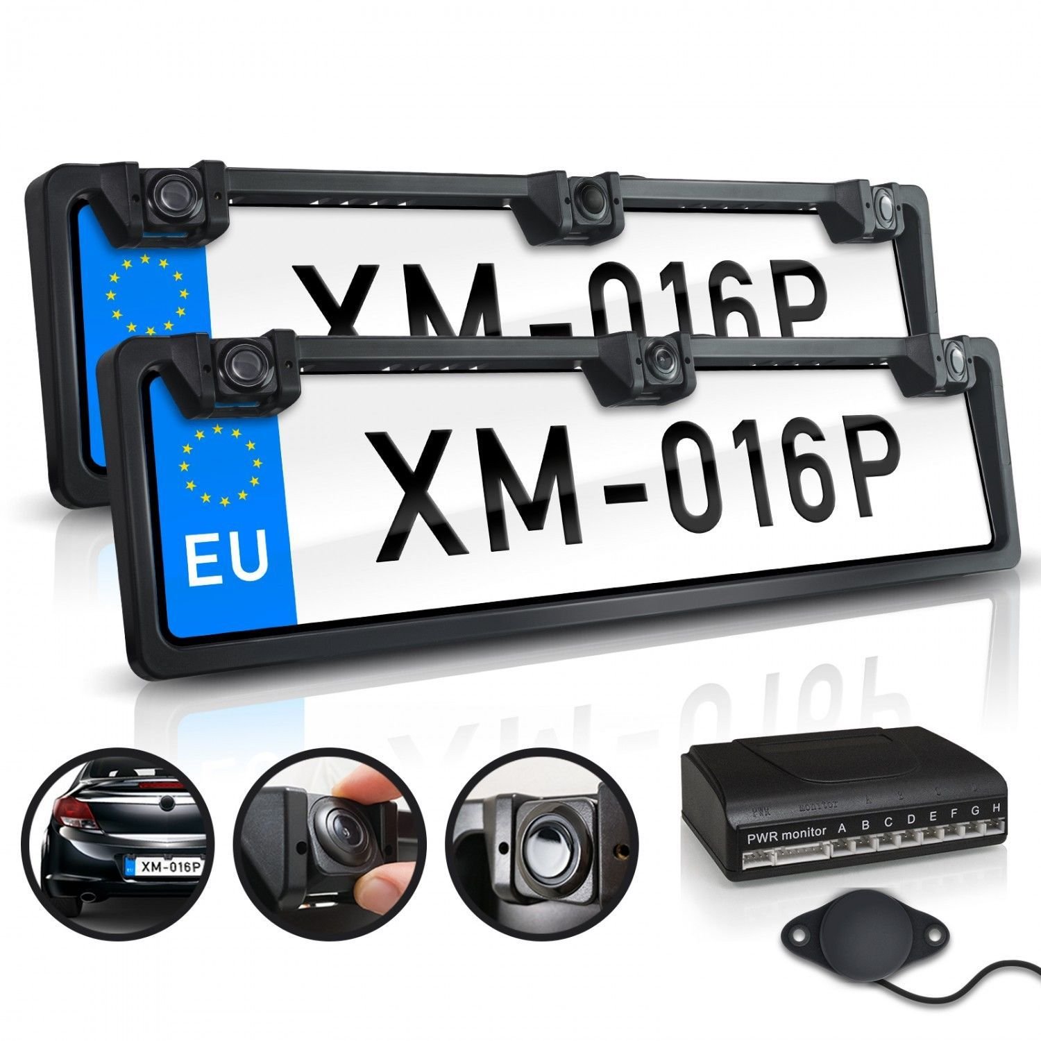 Eu Frame Camera Front and Rear Side View Camera Not Include Monitor System Wireless Car Reverse 6 Probes Sensor Visible Radar
