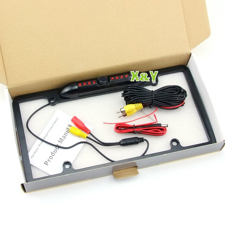 170 View Angle Reverse Aids Video Camera License Number Plate Frame USA DC 12V Universal RCA Car Parking Sensor