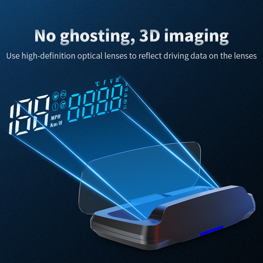 WIIYII Mirror HUD C7B Obd2 Speedometer Digital Meter Hud Display Auto Electronics Head up Displays Speed Gauge for Cars