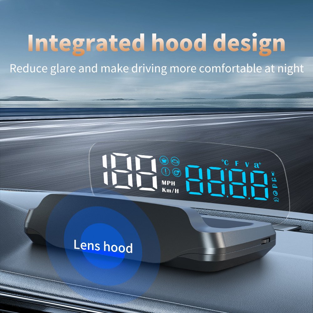 WIIYII Mirror HUD C7B Obd2 Speedometer Digital Meter Hud Display Auto Electronics Head up Displays Speed Gauge for Cars