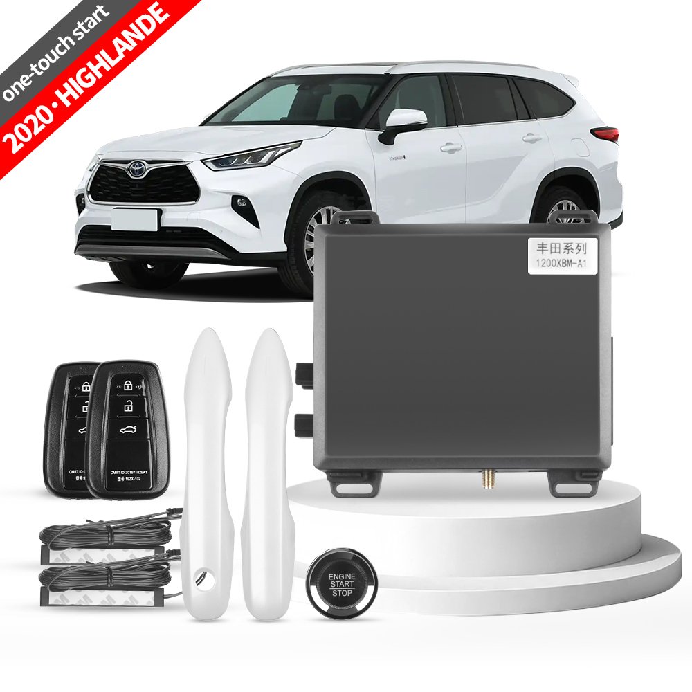 For Toyota Highlander Car Alarm With Autostart Push One Button Auto Start Stop Keyless Entry System Smart Key Phone Remote Kit