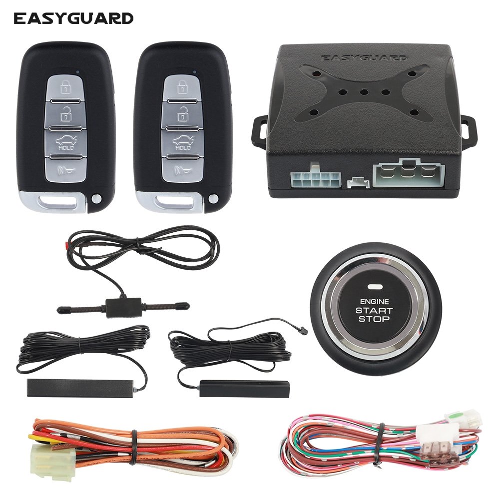 EASYGUARD Universal EC003-K-1 Car Alarm System with PKE Passive Keyless Entry & Push Start Button Remote Start Starter