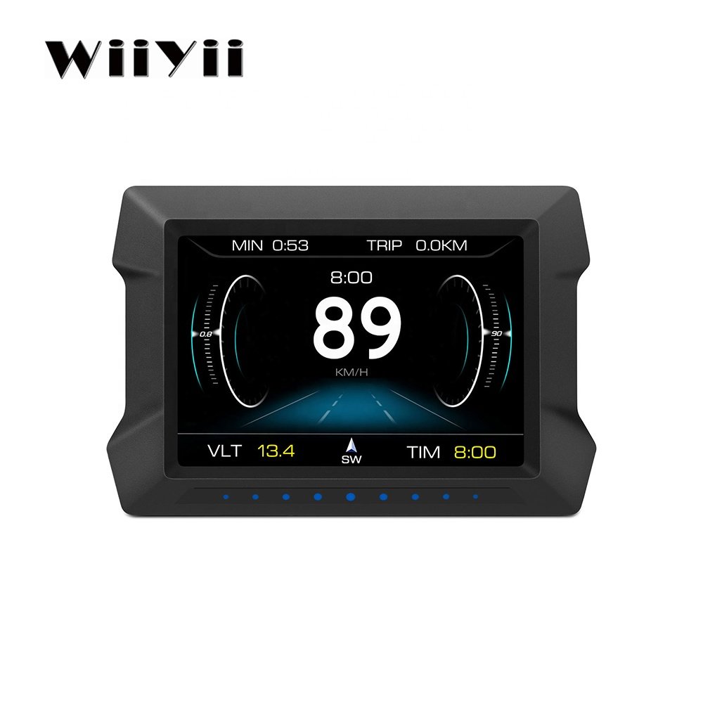 Wiiyii P22 Newest Head up Display Digital Odometer Security Alarm Water&Oil Temp RPM OBD2+GPS+Slope Meter Car HUD Smart Gauge
