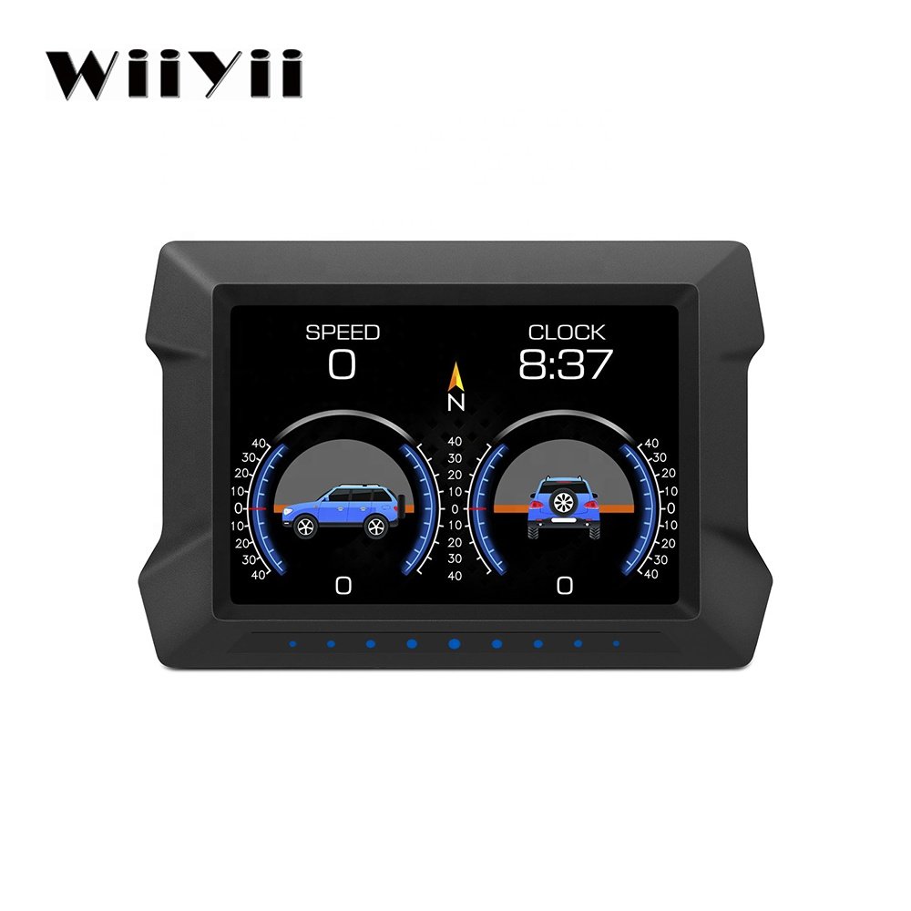 Wiiyii P22 Newest Head up Display Digital Odometer Security Alarm Water&Oil Temp RPM OBD2+GPS+Slope Meter Car HUD Smart Gauge