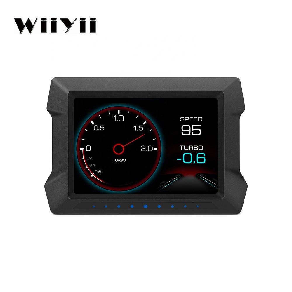 Wiiyii P22 Newest Head up Display Digital Odometer Security Alarm Water&Oil Temp RPM OBD2+GPS+Slope Meter Car HUD Smart Gauge