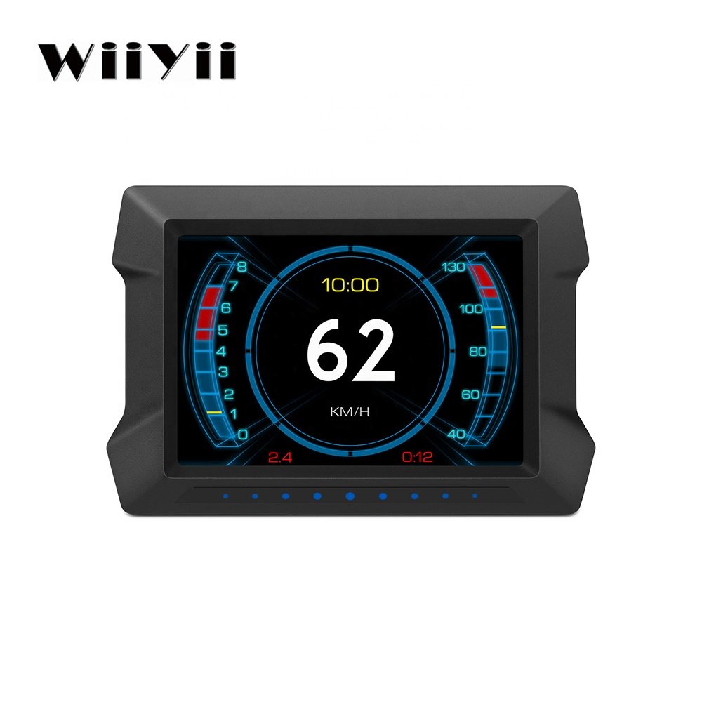 Wiiyii P22 Newest Head up Display Digital Odometer Security Alarm Water&Oil Temp RPM OBD2+GPS+Slope Meter Car HUD Smart Gauge