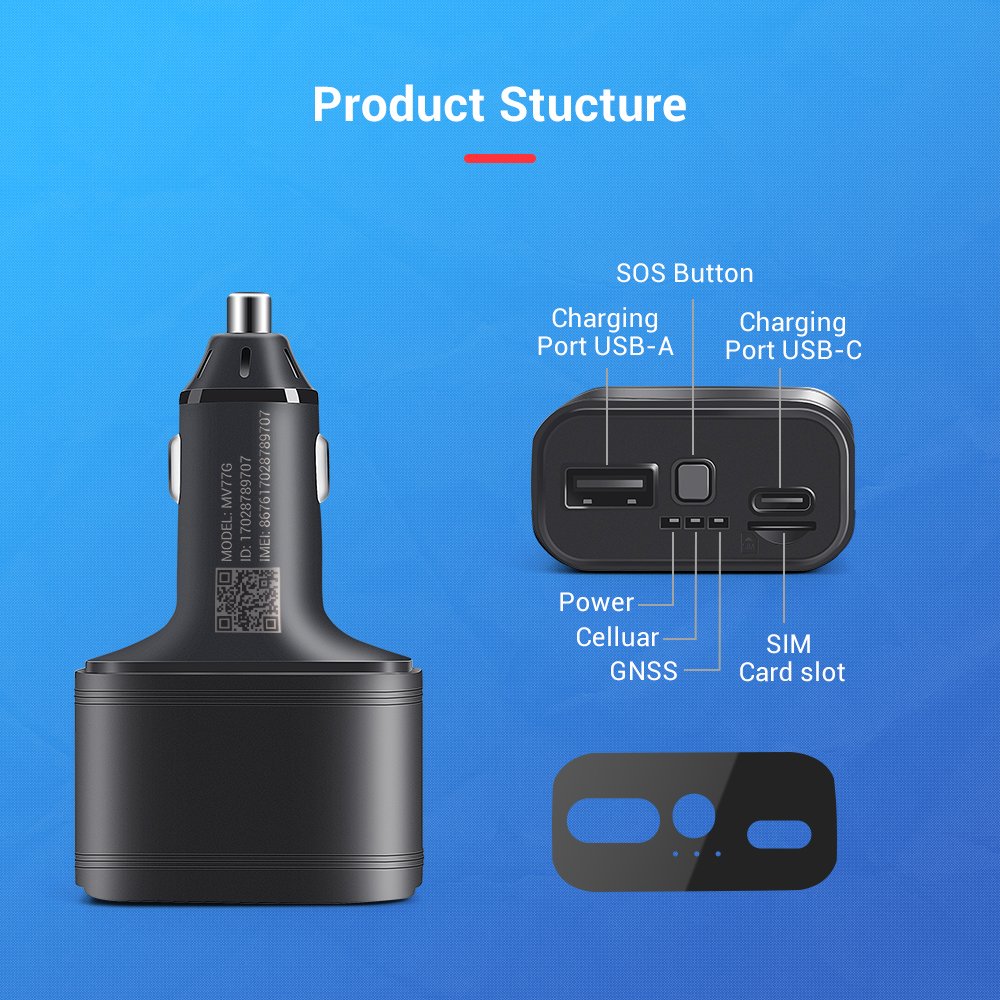 MiCODUS MV77G Plug and Play Spy Cigarette Lighter Mini Tracker Gps Car Charger 4G Vehicle Gps Tracking Device