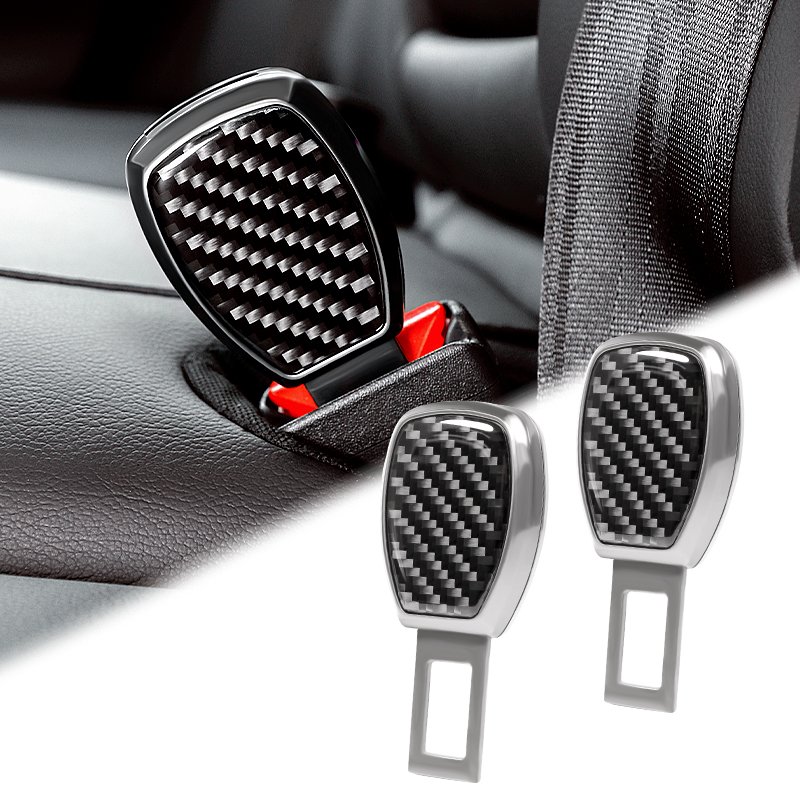 Customized Logo Carbon Fiber Seat Belt Adjuster Clip Buckle Seat Buckle Belt Extenders Car Seat Belt Alarm Stopper