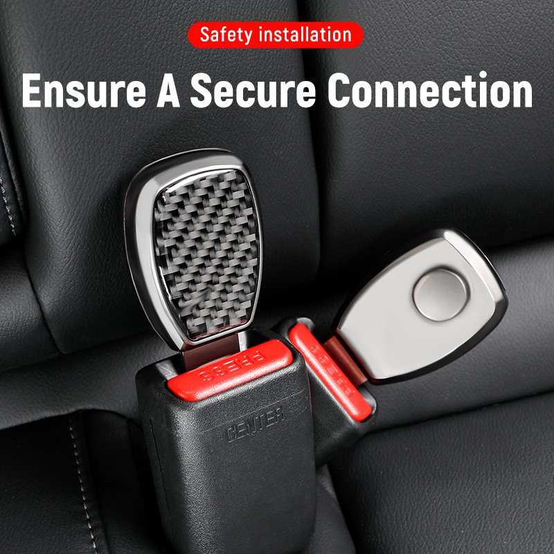 Customized Logo Carbon Fiber Seat Belt Adjuster Clip Buckle Seat Buckle Belt Extenders Car Seat Belt Alarm Stopper