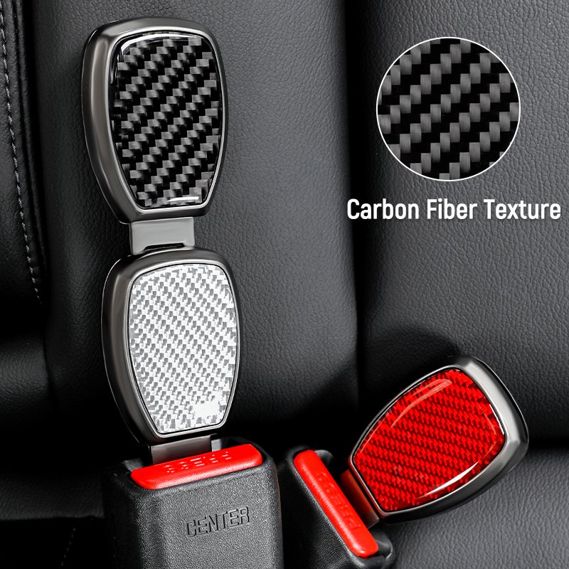 Customized Logo Carbon Fiber Seat Belt Adjuster Clip Buckle Seat Buckle Belt Extenders Car Seat Belt Alarm Stopper