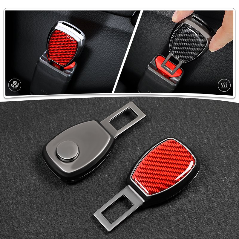 Customized Logo Carbon Fiber Seat Belt Adjuster Clip Buckle Seat Buckle Belt Extenders Car Seat Belt Alarm Stopper