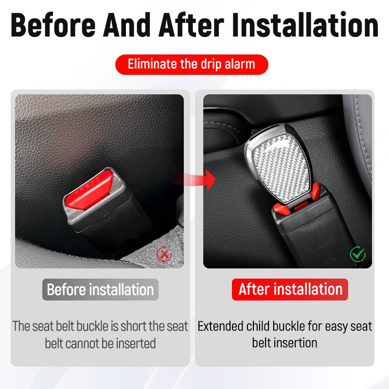 Customized Logo Carbon Fiber Seat Belt Adjuster Clip Buckle Seat Buckle Belt Extenders Car Seat Belt Alarm Stopper