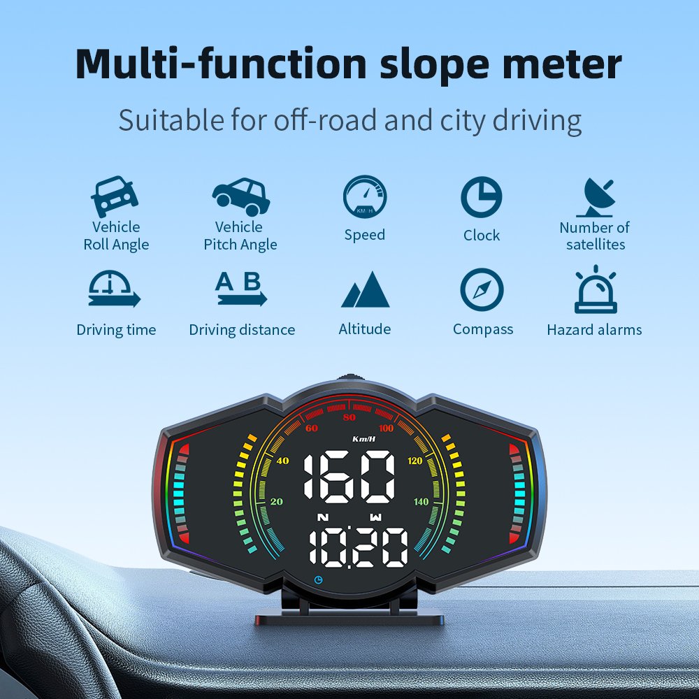 2025 New Car HUD G18 GPS Speedometer Head up Displays Smart Inclinometer Car Accessories for Universal Car