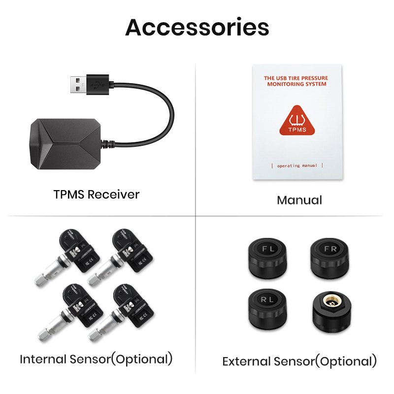 Junsun USB Tire Pressure Monitoring System TPMS Pressure Monitoring Alarm System in Car Navigation Accessories