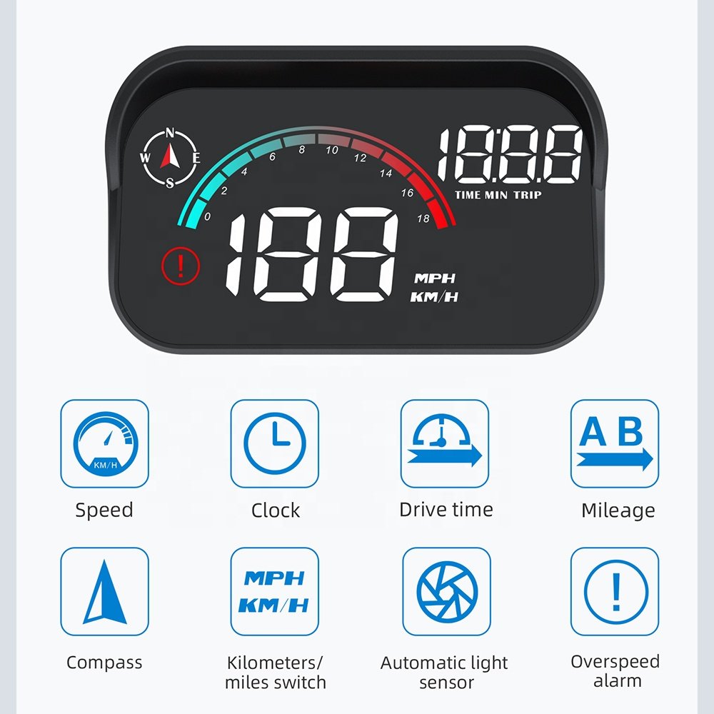 Factory HUD M22 Windshield Head up Display GPS Hud Meter Car Universal Multi-function Over-speed Alarm Car HUD