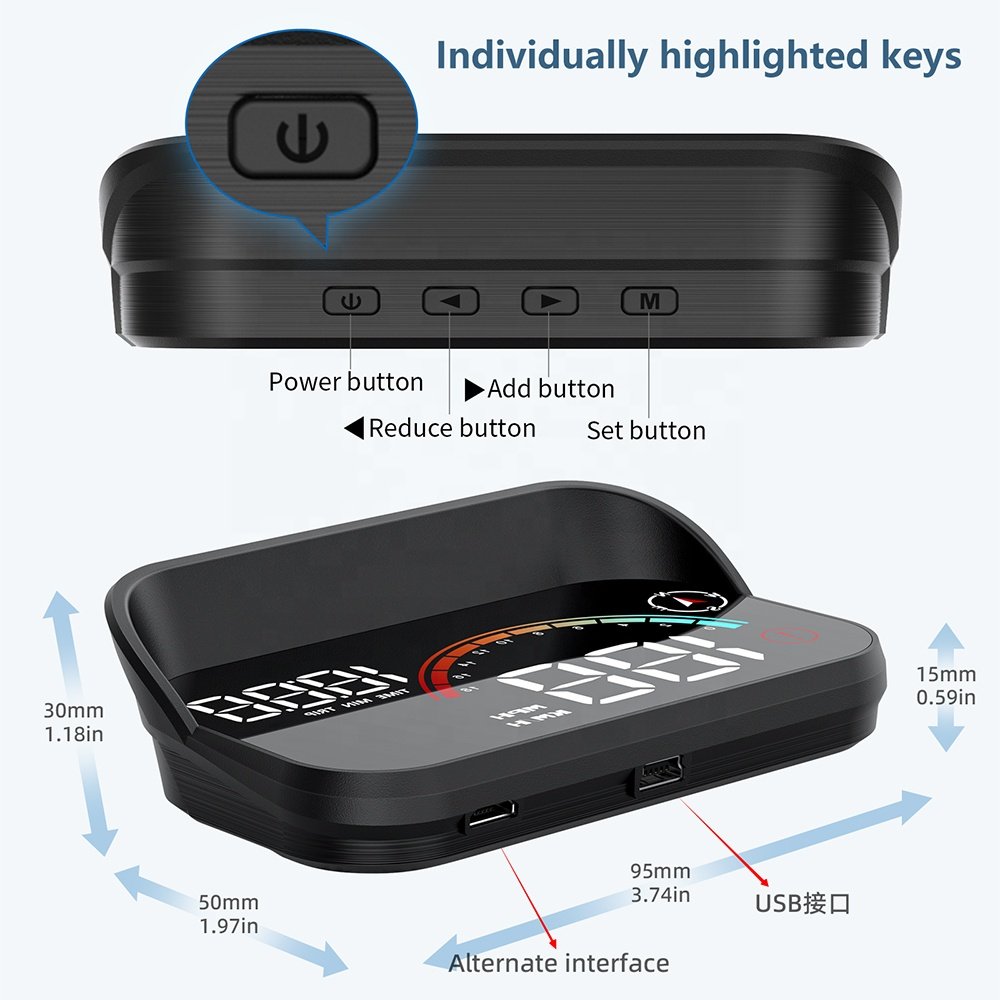 Factory HUD M22 Windshield Head up Display GPS Hud Meter Car Universal Multi-function Over-speed Alarm Car HUD