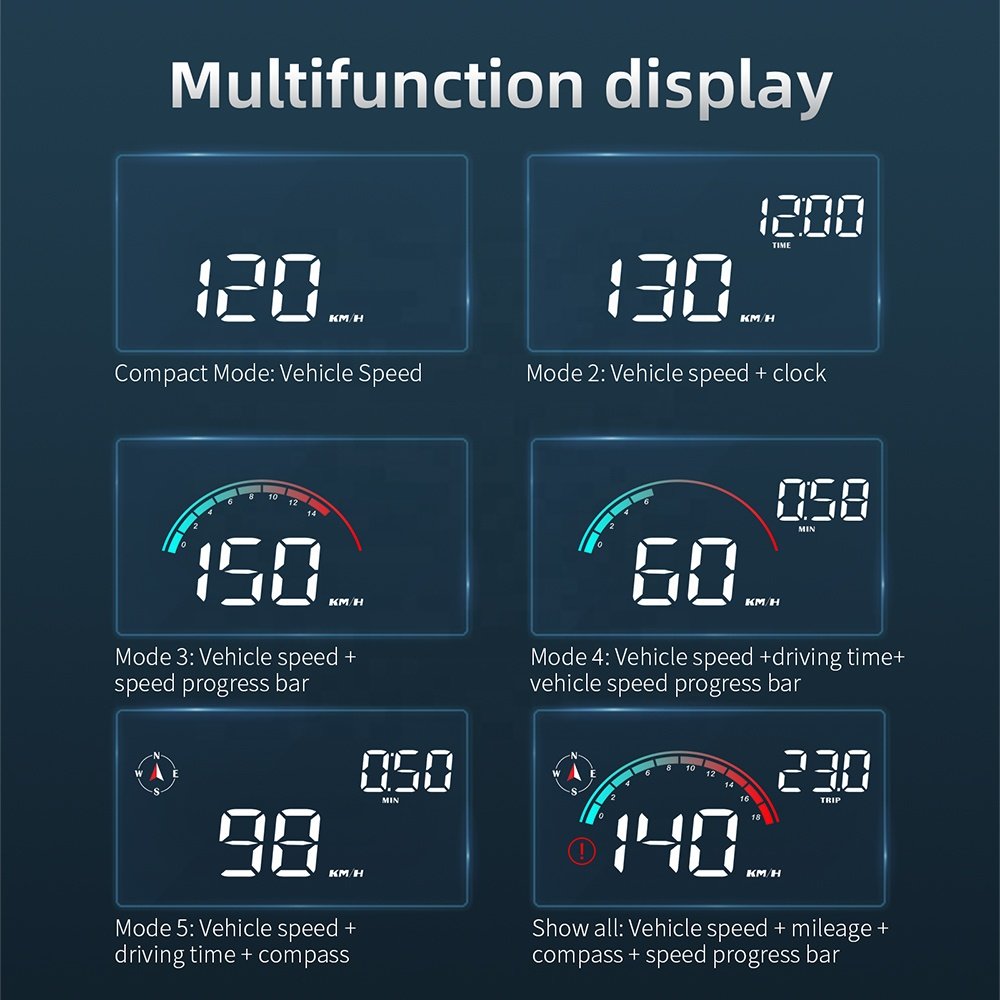 Factory HUD M22 Windshield Head up Display GPS Hud Meter Car Universal Multi-function Over-speed Alarm Car HUD